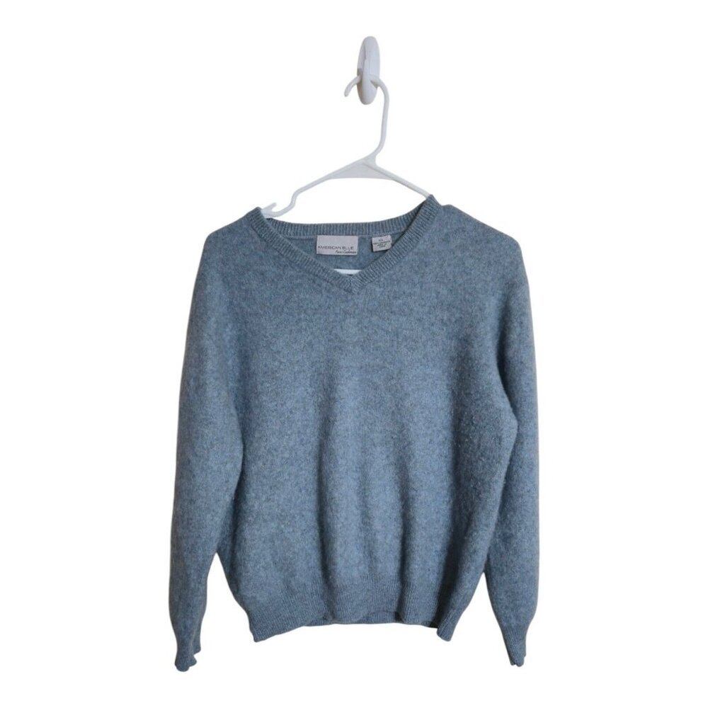 American Blue Sweater  Women XL Pure Cashmere Minimalist Preppy Career Holiday